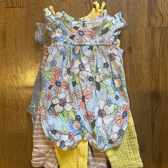 0-3 3 Month Bundle Romper Jumper Baby Girl Infant 4 Pieces Yellow Duck Stripes - Picture 11 of 11